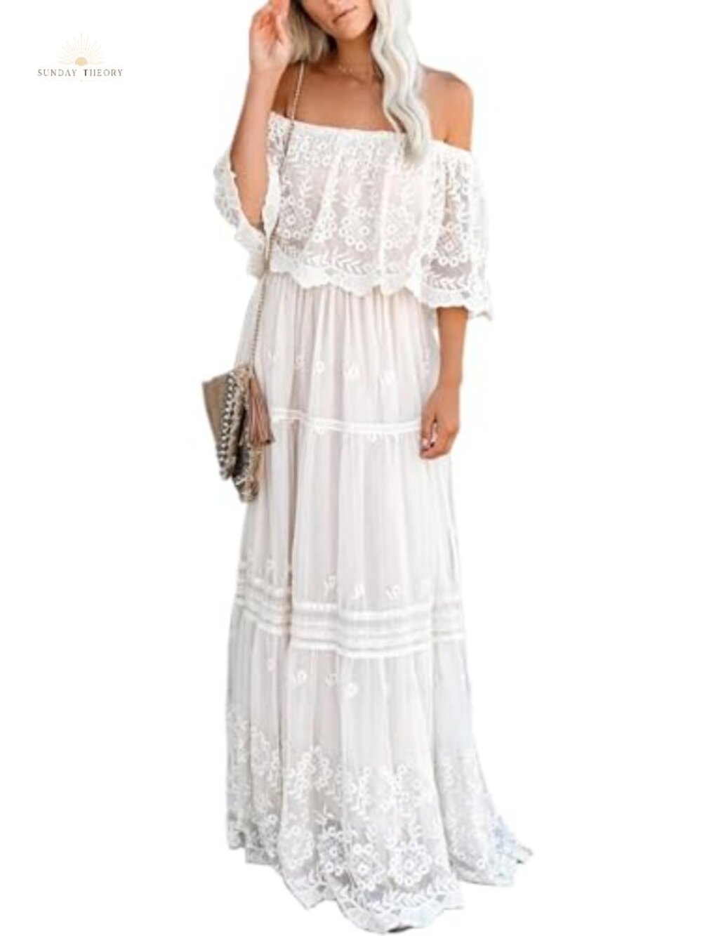 Off Shoulder Lace Maxi Dress Boho Wedding Party